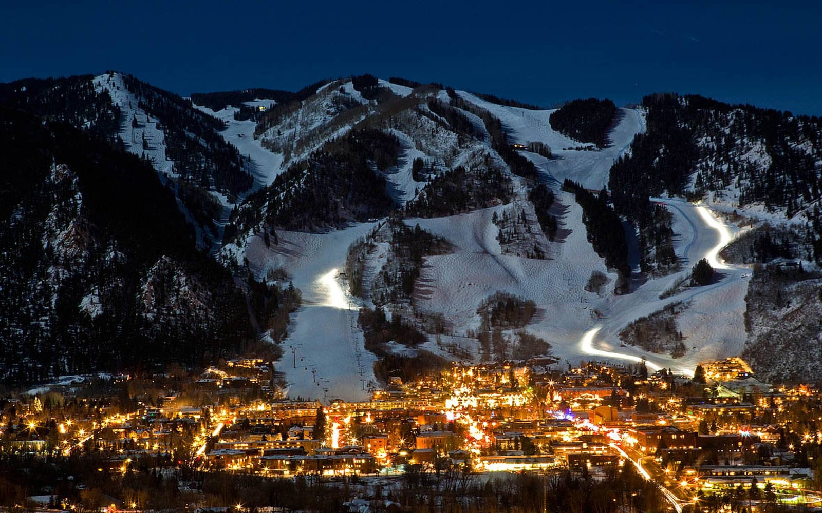 Aspen, CO Winter Night & City Lights