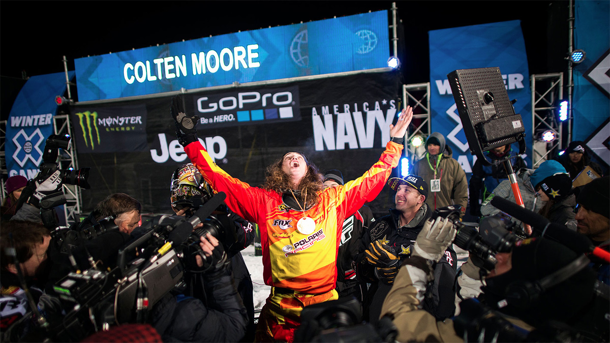 X Games Competitor Celebrating with Fans